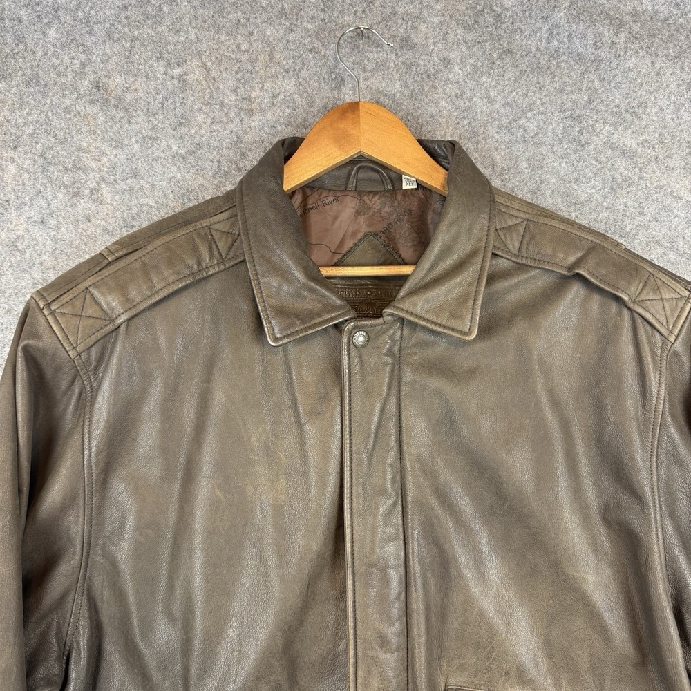 Roundtree And Yorke Leather Jacket Mens XL Tall A2 Flight Bomber Full Zip Brown - Picture 3 of 11